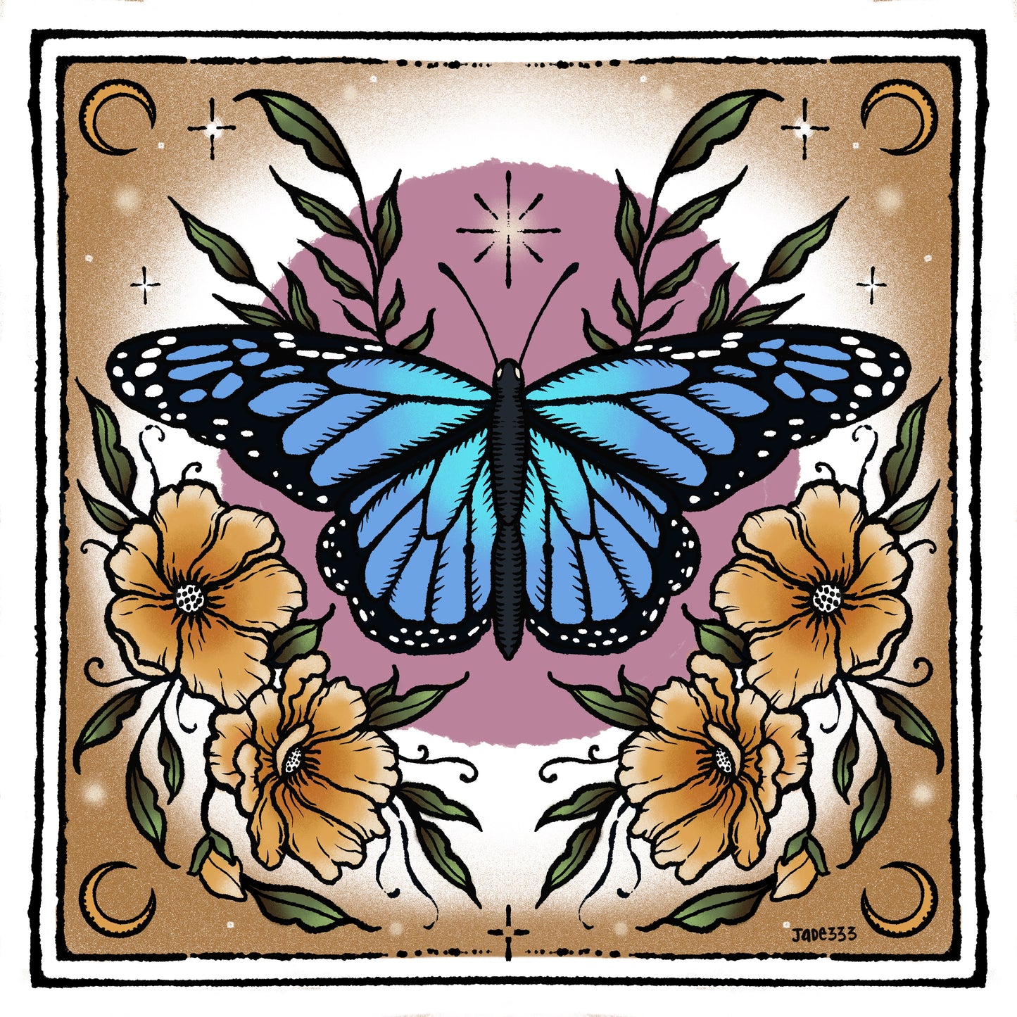 Blue Monarch - Art Print by Jade333