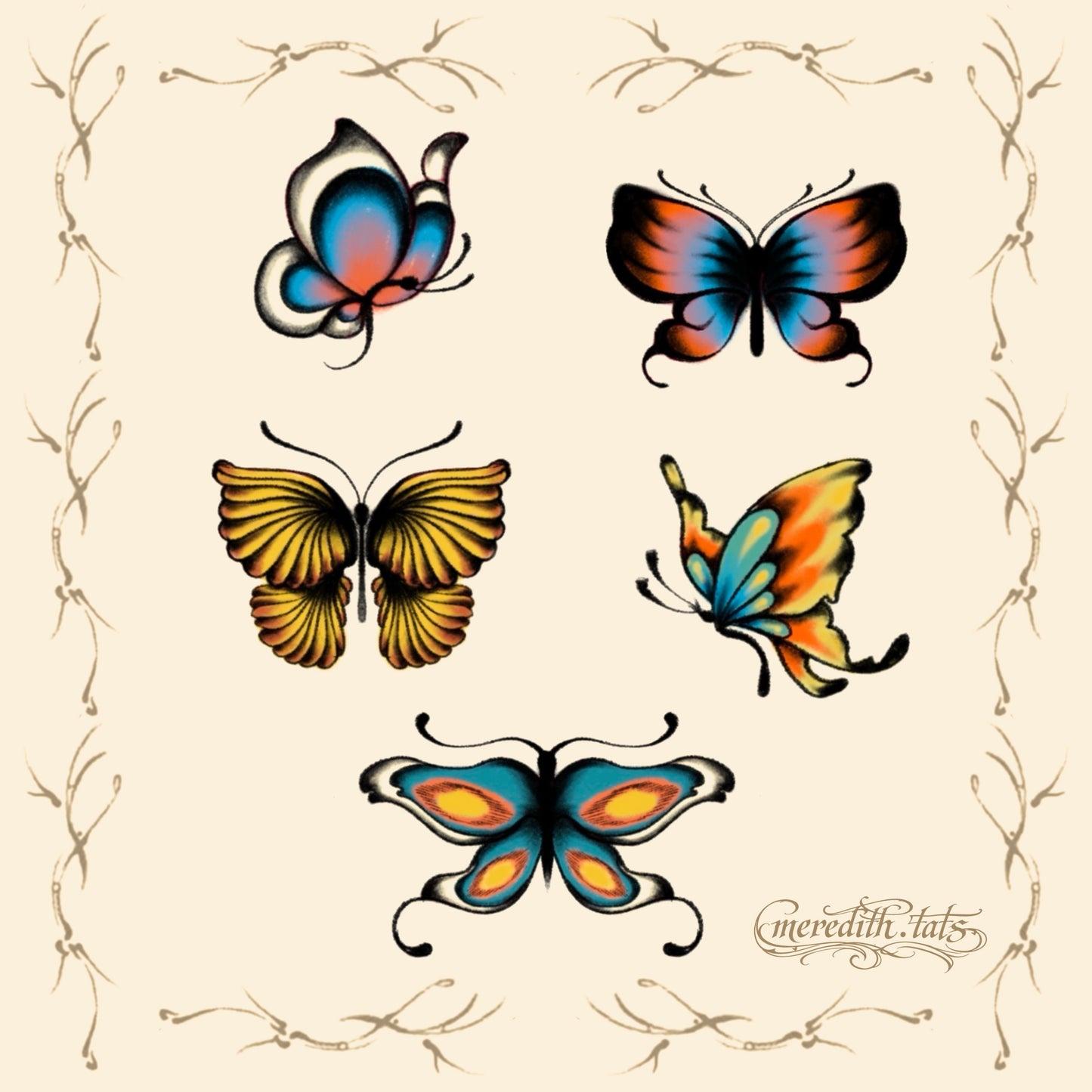 Butterflies - Square Art Print by meredith.tats
