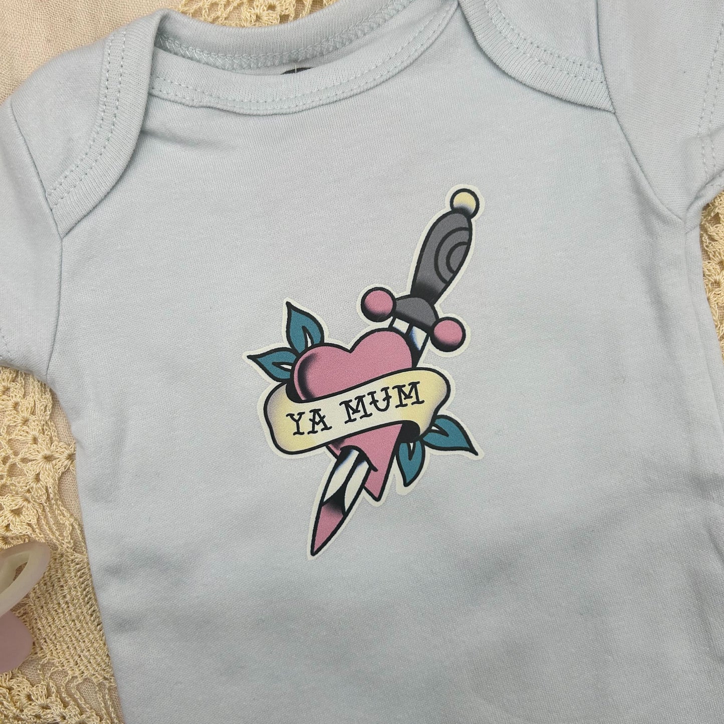 Short Sleeve Onesie - 'Ya Mum' - Blue