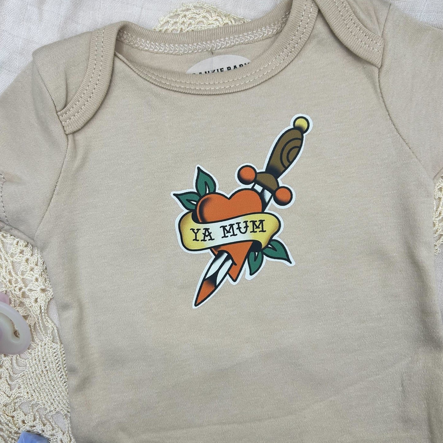 Short Sleeve Onesie - 'Ya Mum' - Brown