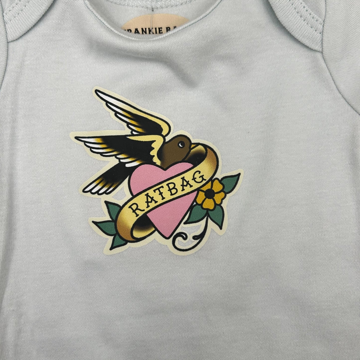 Short Sleeve Onesie - Swallow 'Ratbag' - Blue
