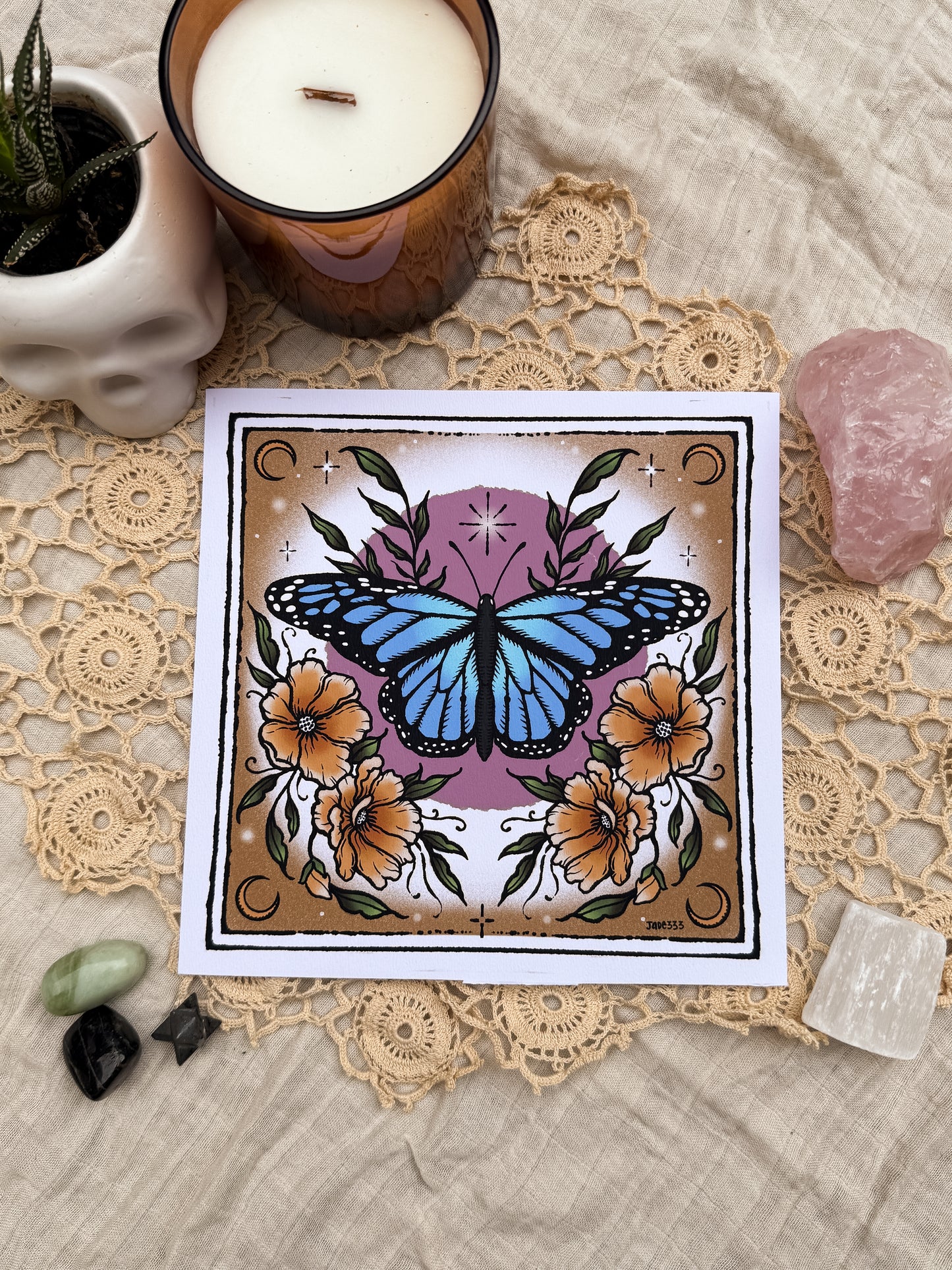 Blue Monarch - Art Print by Jade333