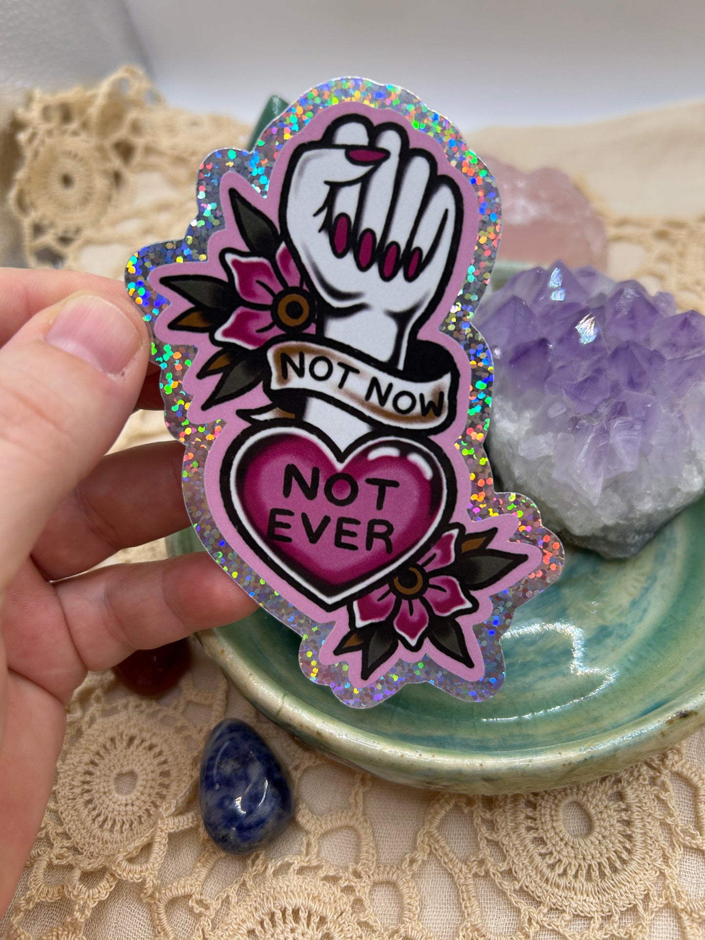 Not Now Glitter Sticker by Jade333