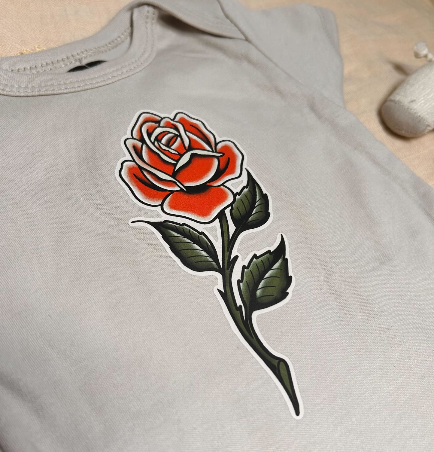 Short Sleeve Onesie - Rose - Grey