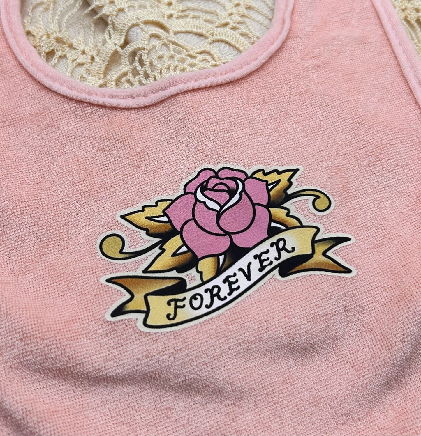 Terry Bib - Pink Forever Rose