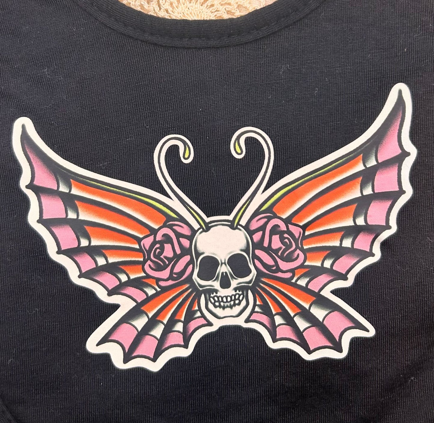 Black Fleece Bib - Butterfly Skull