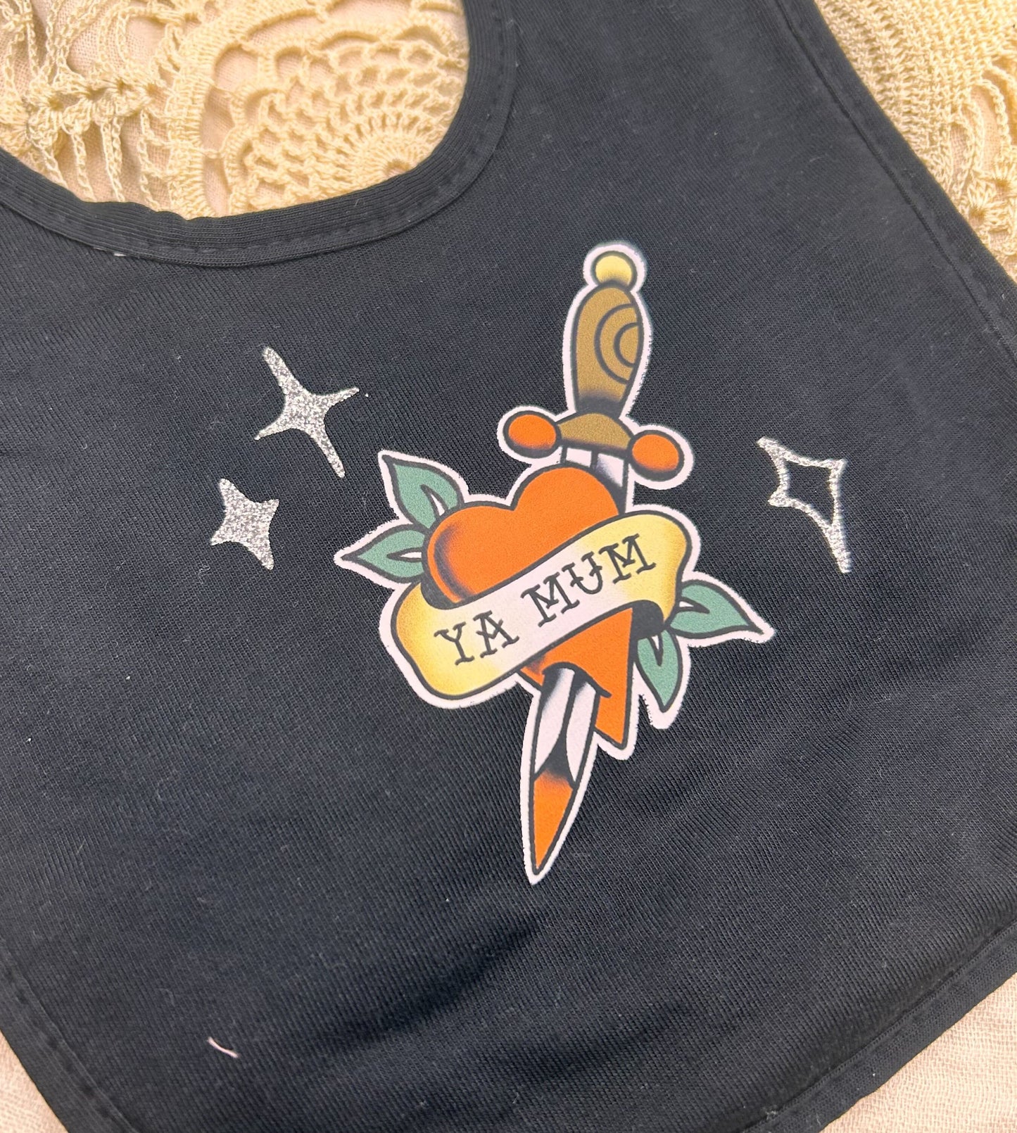 Black Fleece Bib - Ya Mum Sparkles