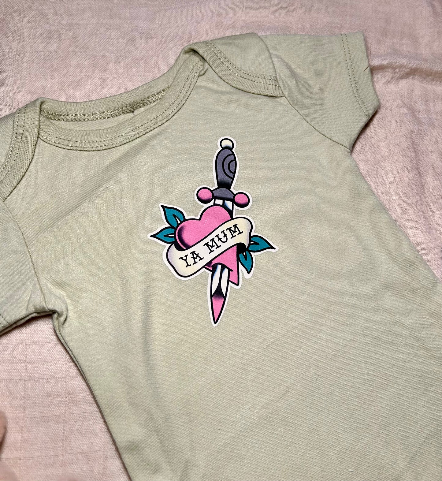 Short Sleeve Onesie - 'Ya Mum' - Green