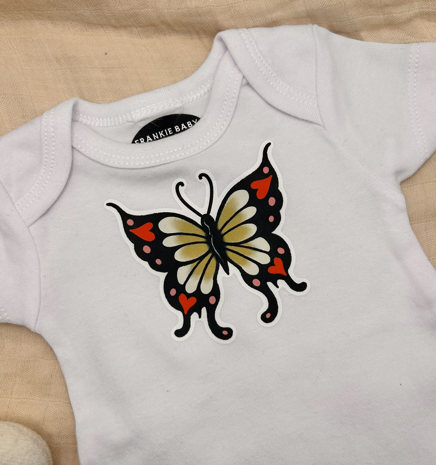 Short Sleeve Onesie - Trad Butterfly - White