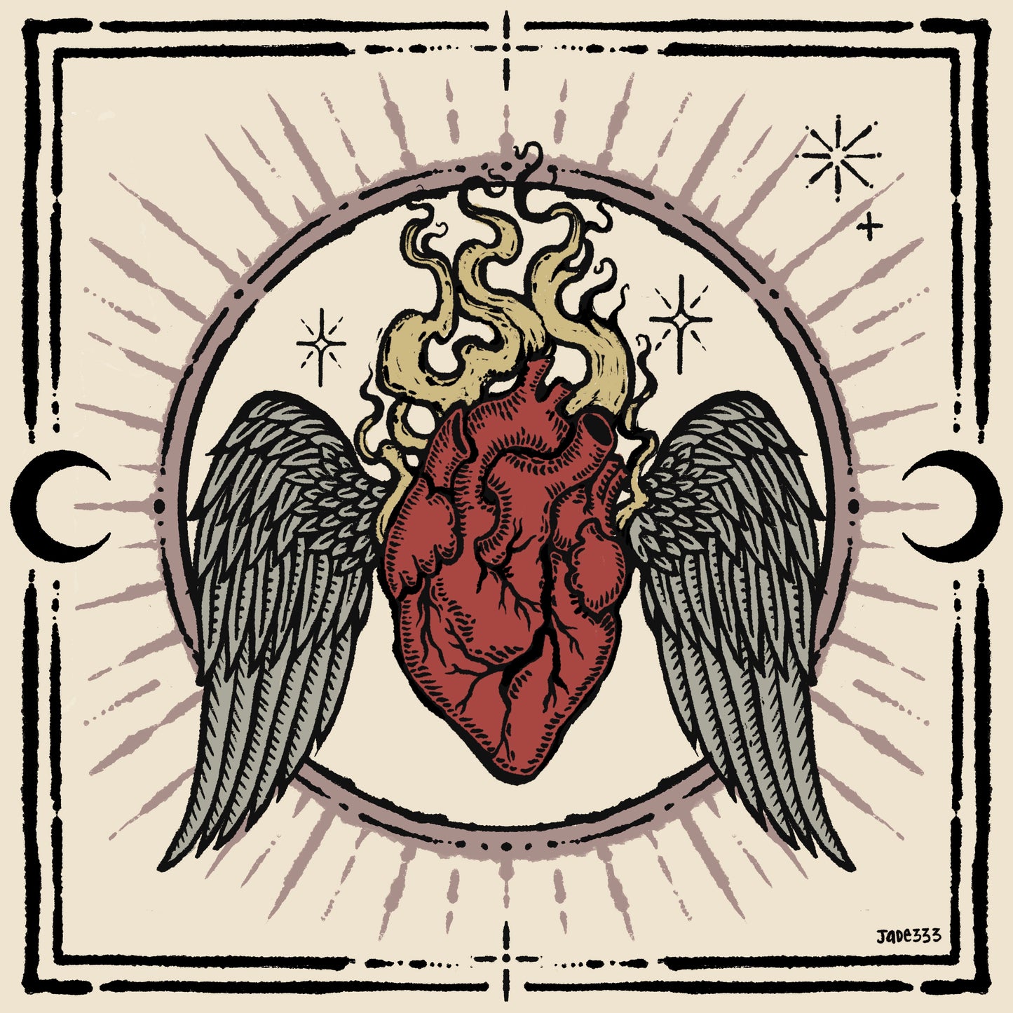 Winged Heart - Square Art Print by Jade333