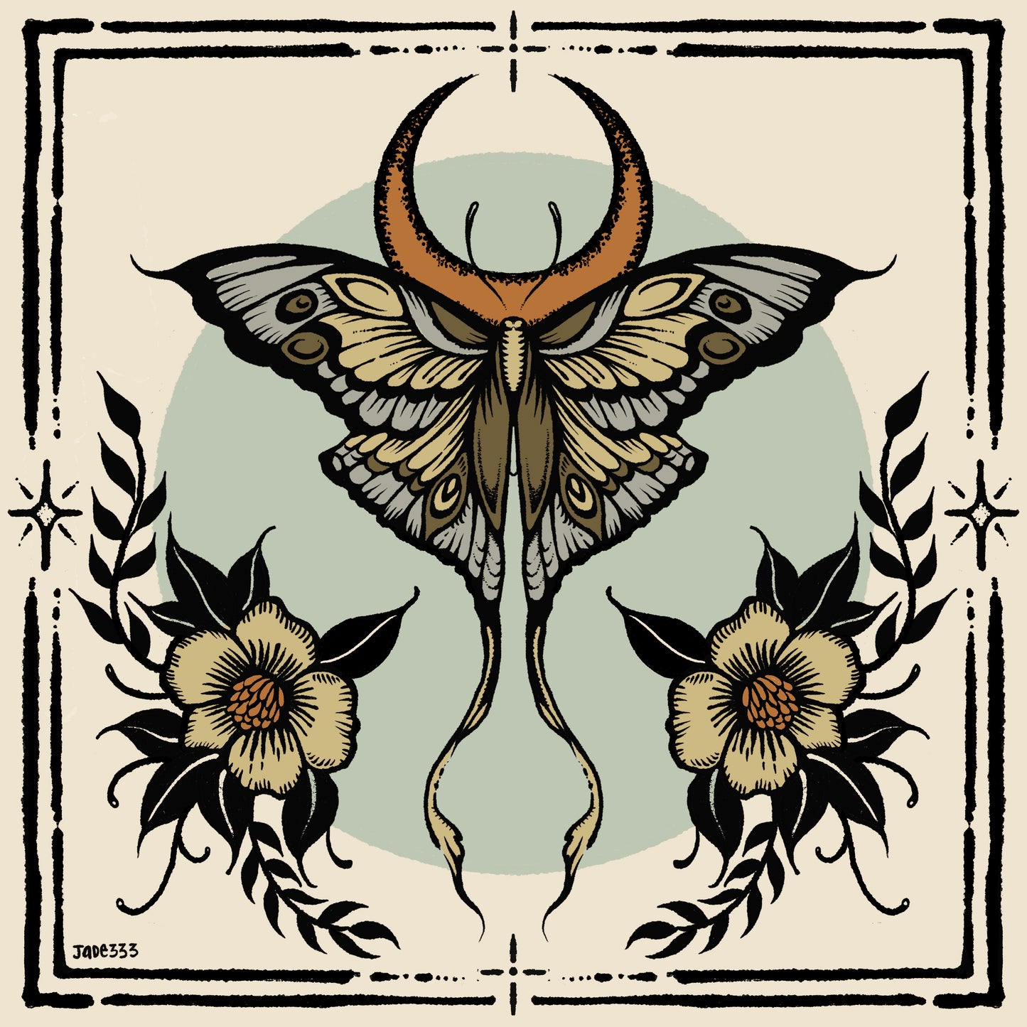 Lunar Moth - Art Print by Jade333