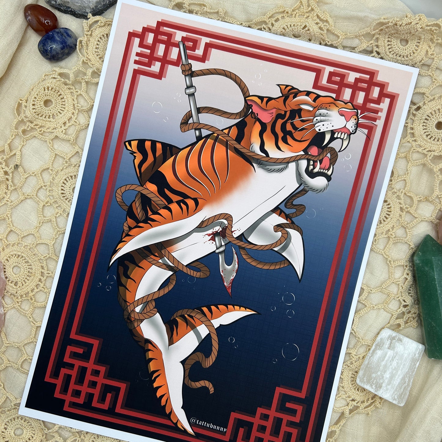 Tiger Shark - Art Print by TattuBunny