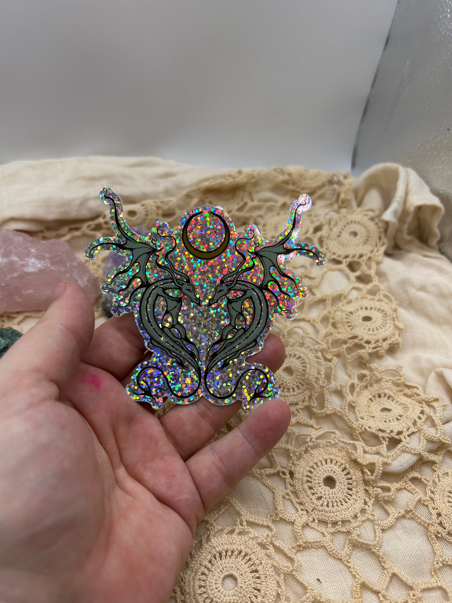 Double Dragon Glitter Sticker