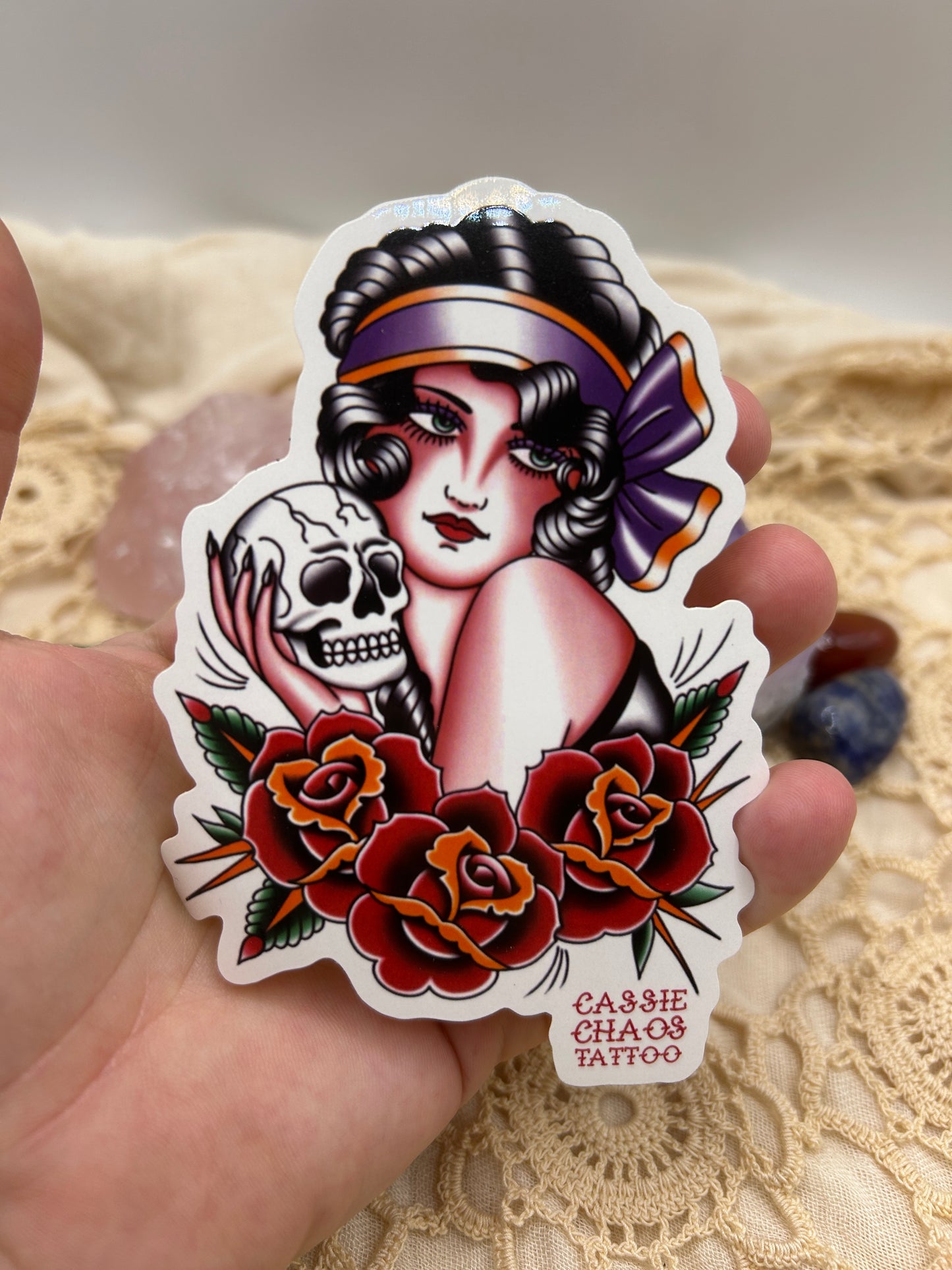Trad Lady Tattoo Sticker
