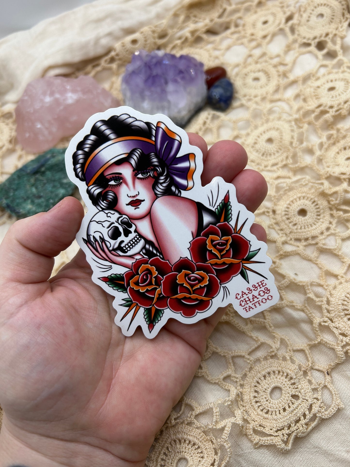 Trad Lady Tattoo Sticker