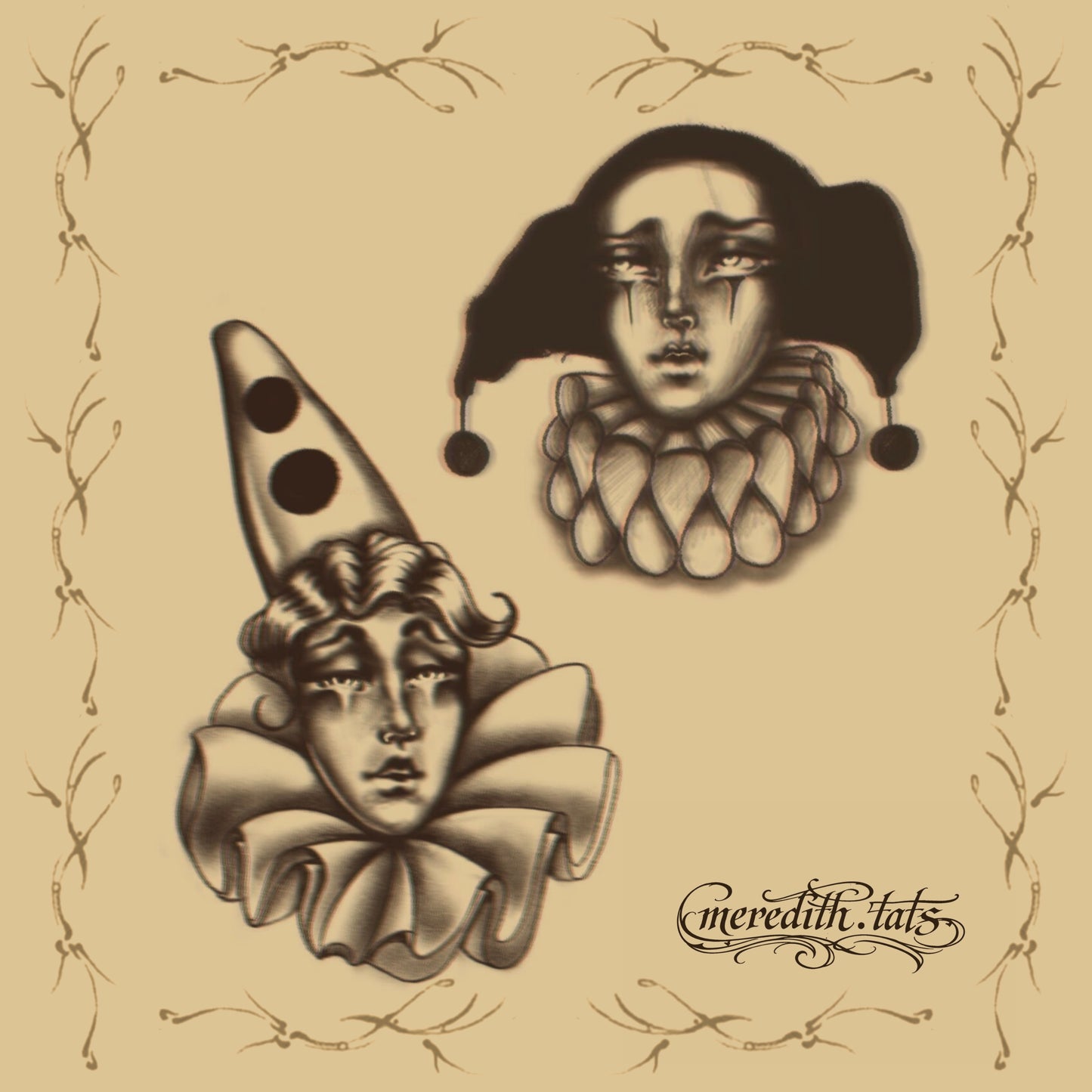 Clowns - Square Art Print by meredith.tats