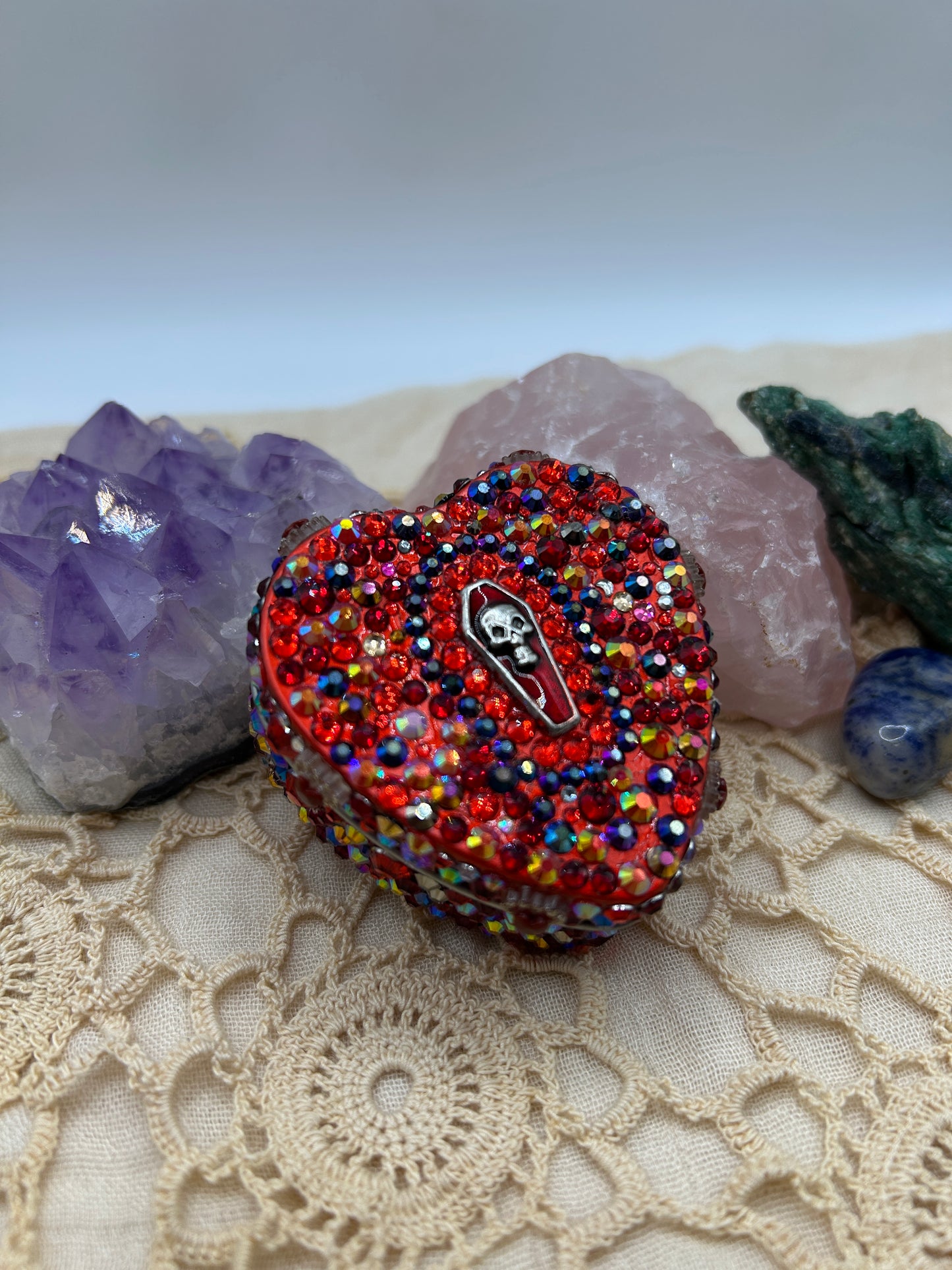 Red Skull Heart Tin