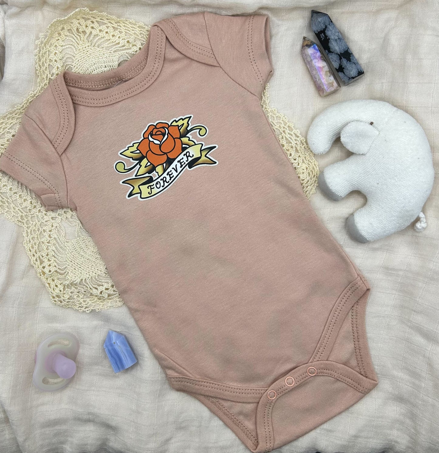 Short Sleeve Onesie - Forever Rose - Brown