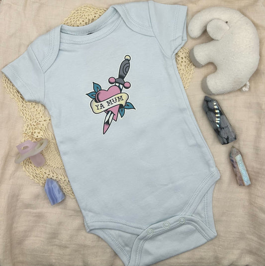 Short Sleeve Onesie - 'Ya Mum' - Blue