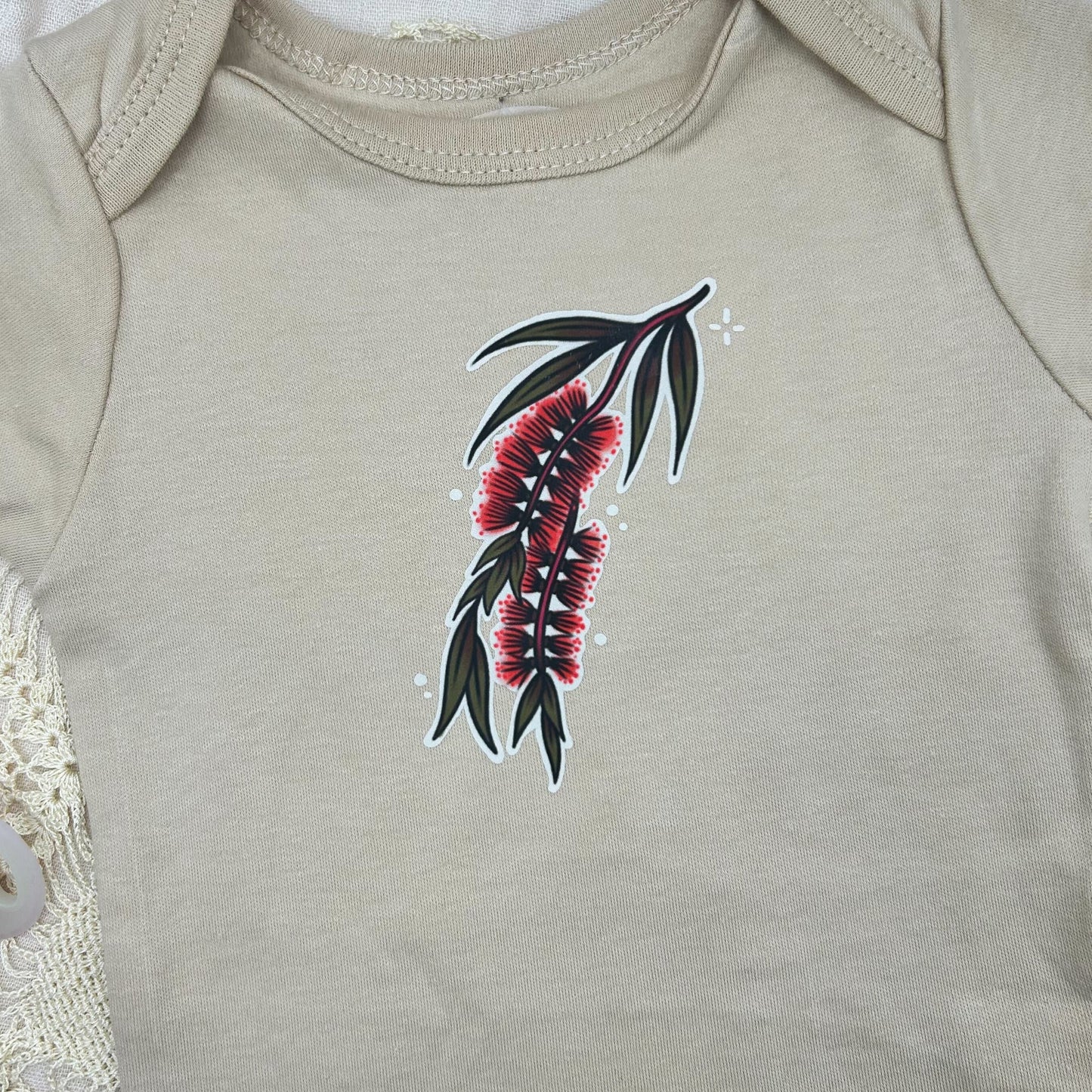 Short Sleeve Onesie - Bottlebrush - Brown