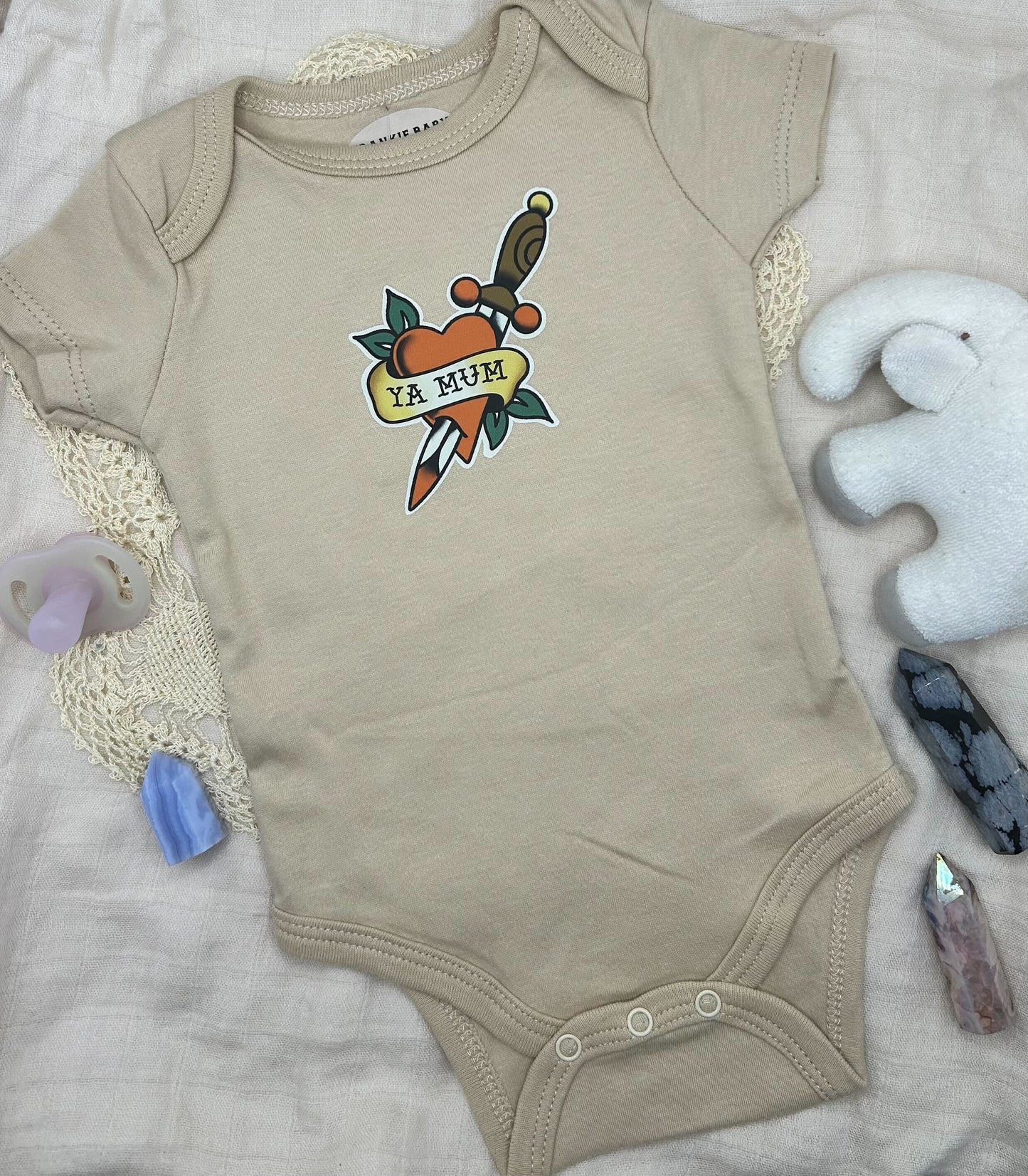Short Sleeve Onesie - 'Ya Mum' - Brown