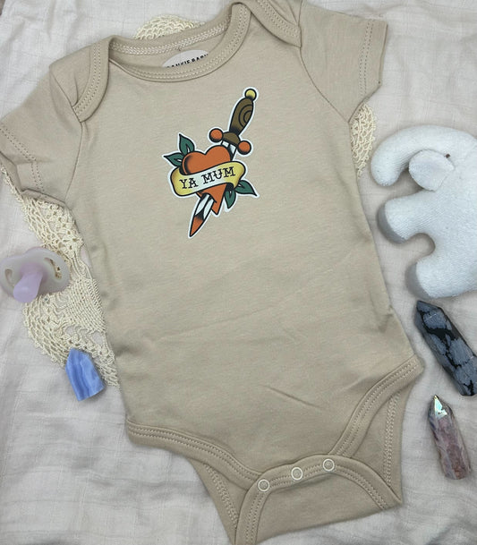 Short Sleeve Onesie - 'Ya Mum' - Brown
