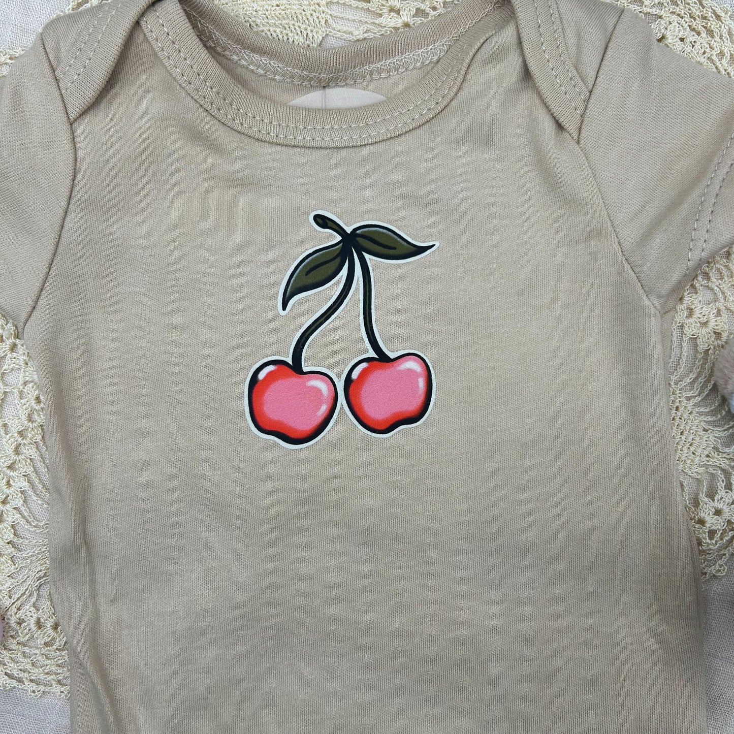 Short Sleeve Onesie - Cherry - Brown