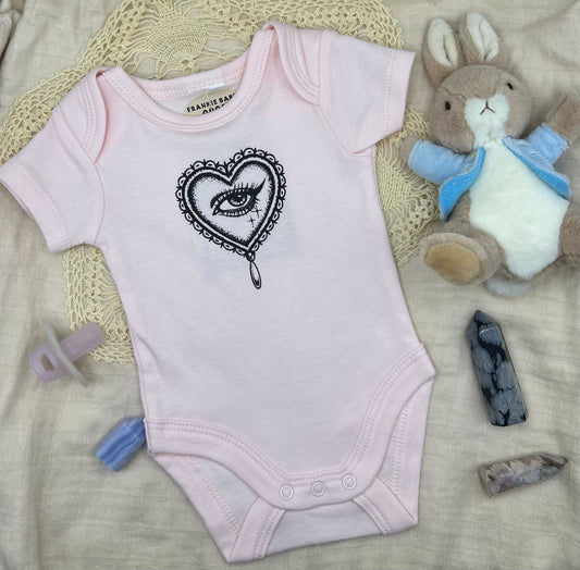 Short Sleeve Onesie - Eye Heart - Pink
