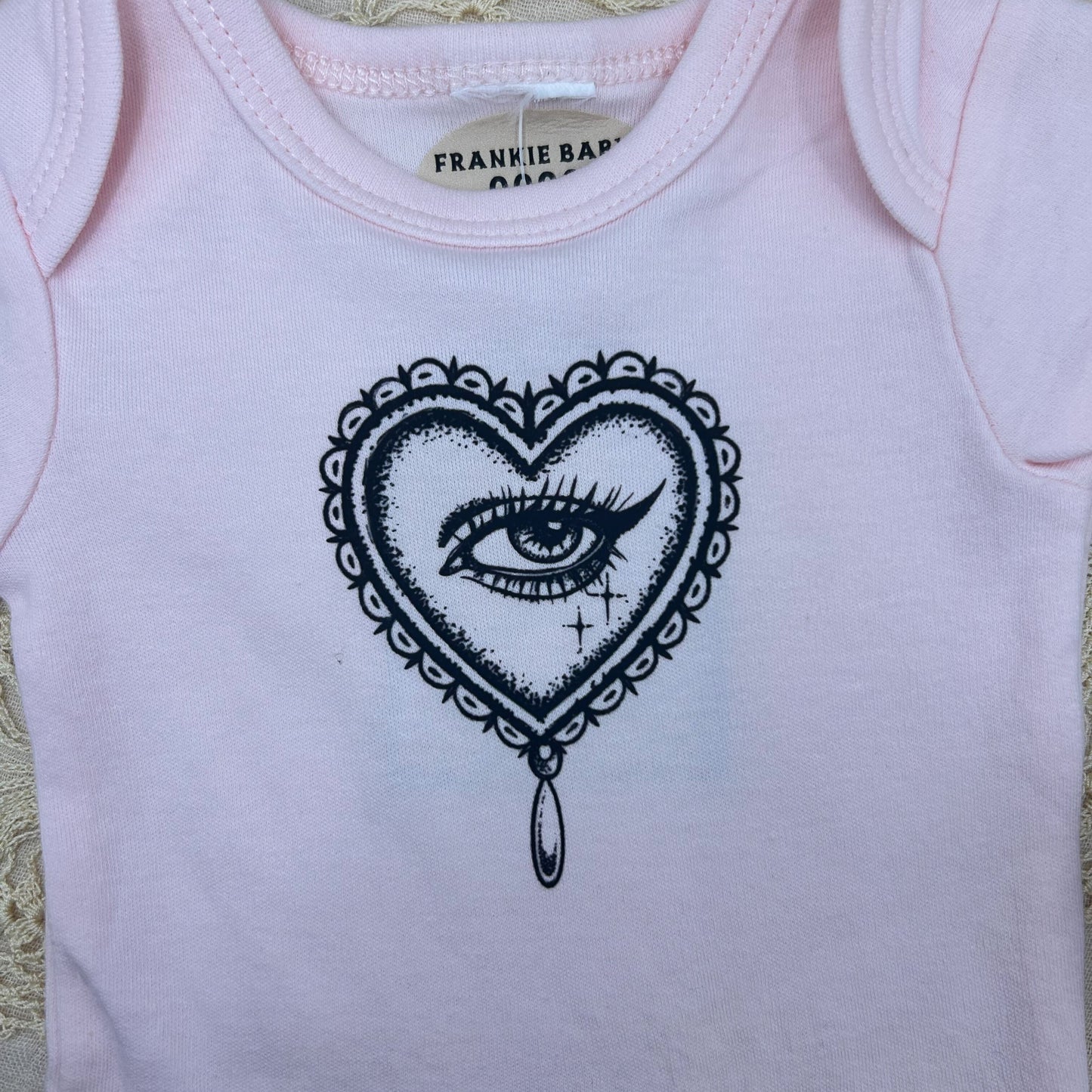 Short Sleeve Onesie - Eye Heart - Pink