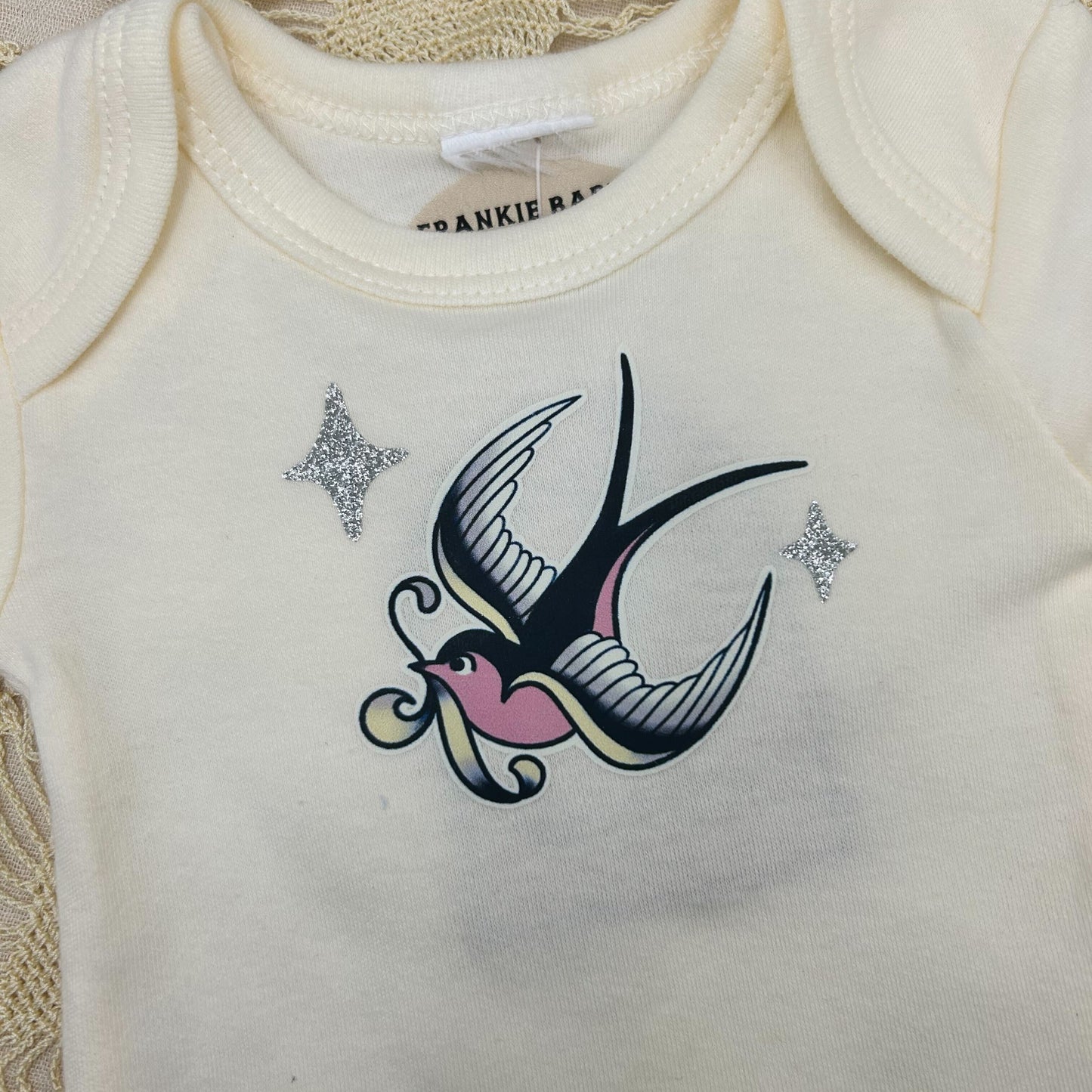 Short Sleeve Onesie - Sparkles Swallow - Yellow