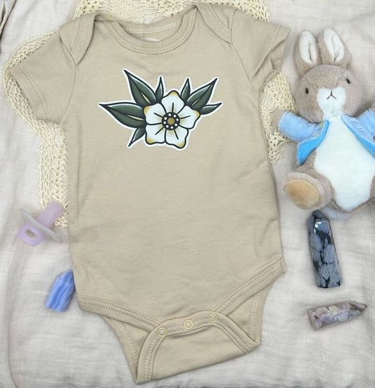 Short Sleeve Onesie -  Blossom - Brown