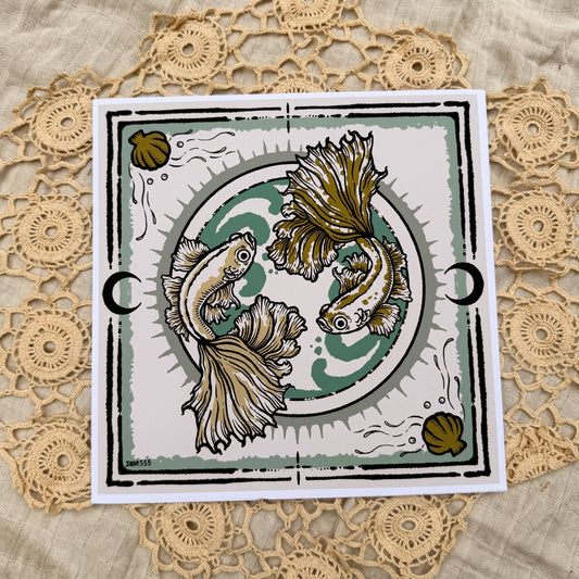 Pisces Fish - Square Art Print by Jade333