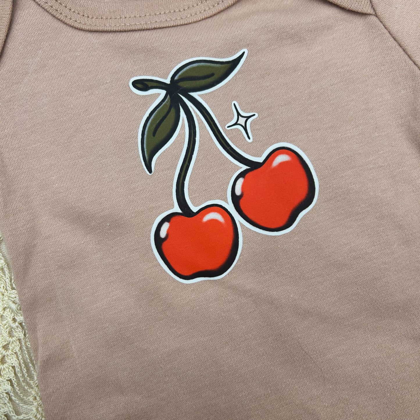 Short Sleeve Onesie - Cherry - Brown
