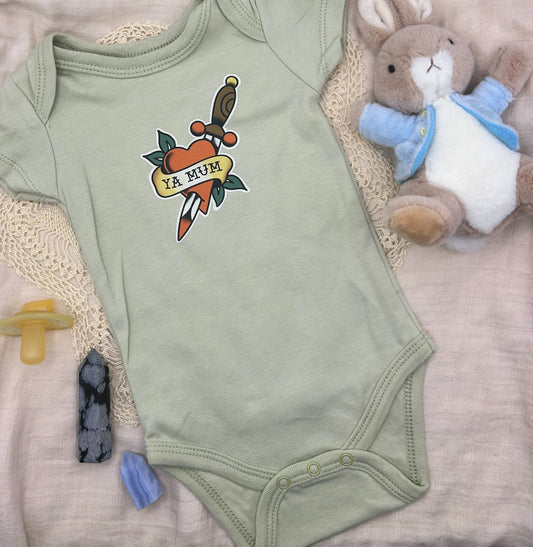 Short Sleeve Onesie - 'Ya Mum' - Green