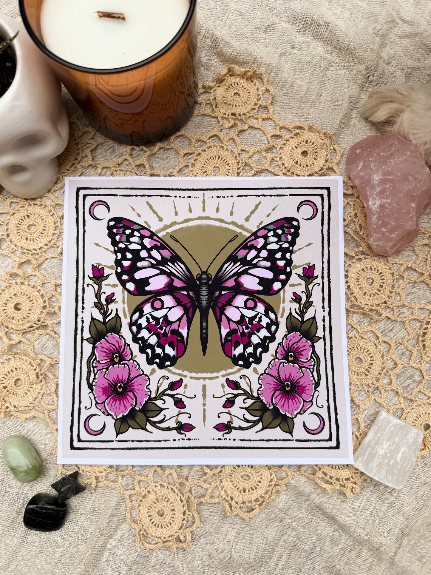 Magenta Butterfly - Art print by Jade333