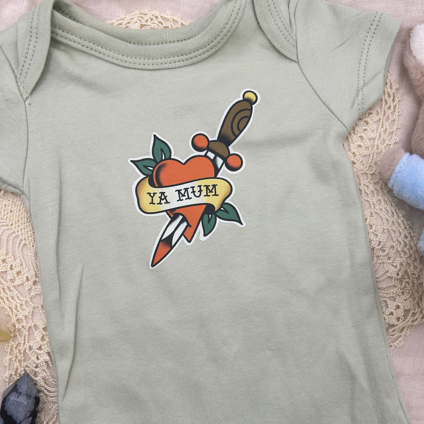 Short Sleeve Onesie - 'Ya Mum' - Green