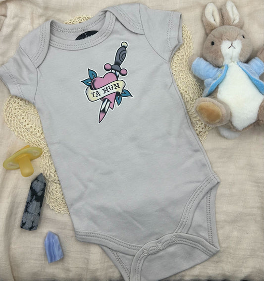 Short Sleeve Onesie - 'Ya Mum' - Grey