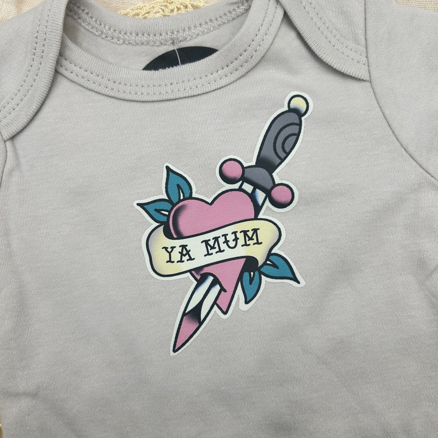 Short Sleeve Onesie - 'Ya Mum' - Grey