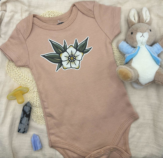 Short Sleeve Onesie - Blossom - Brown