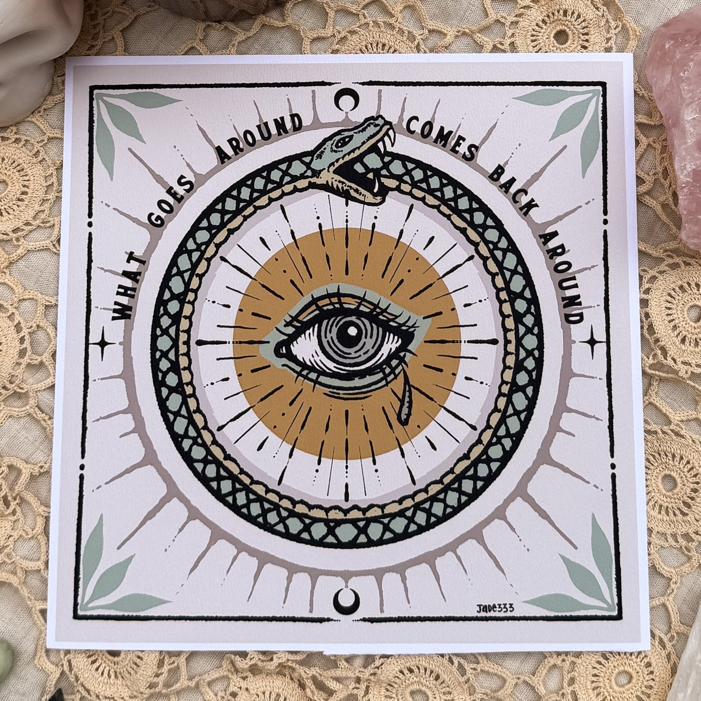 What Goes Around - Square Art Print by Jade333