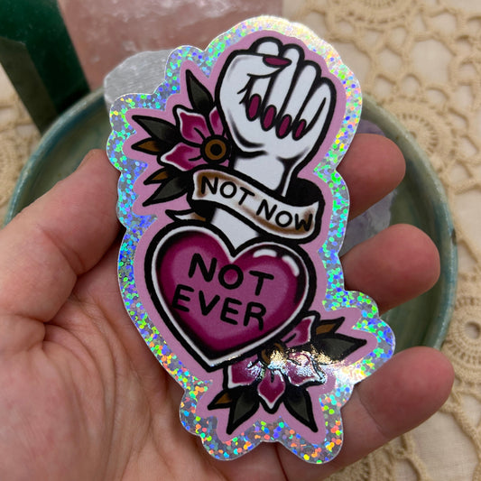 Not Now Glitter Sticker by Jade333