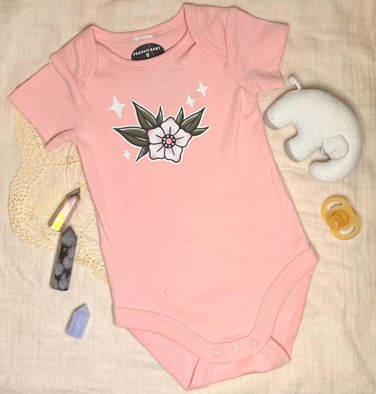 Short Sleeve Onesie -  Blossom Sparkle - Pink