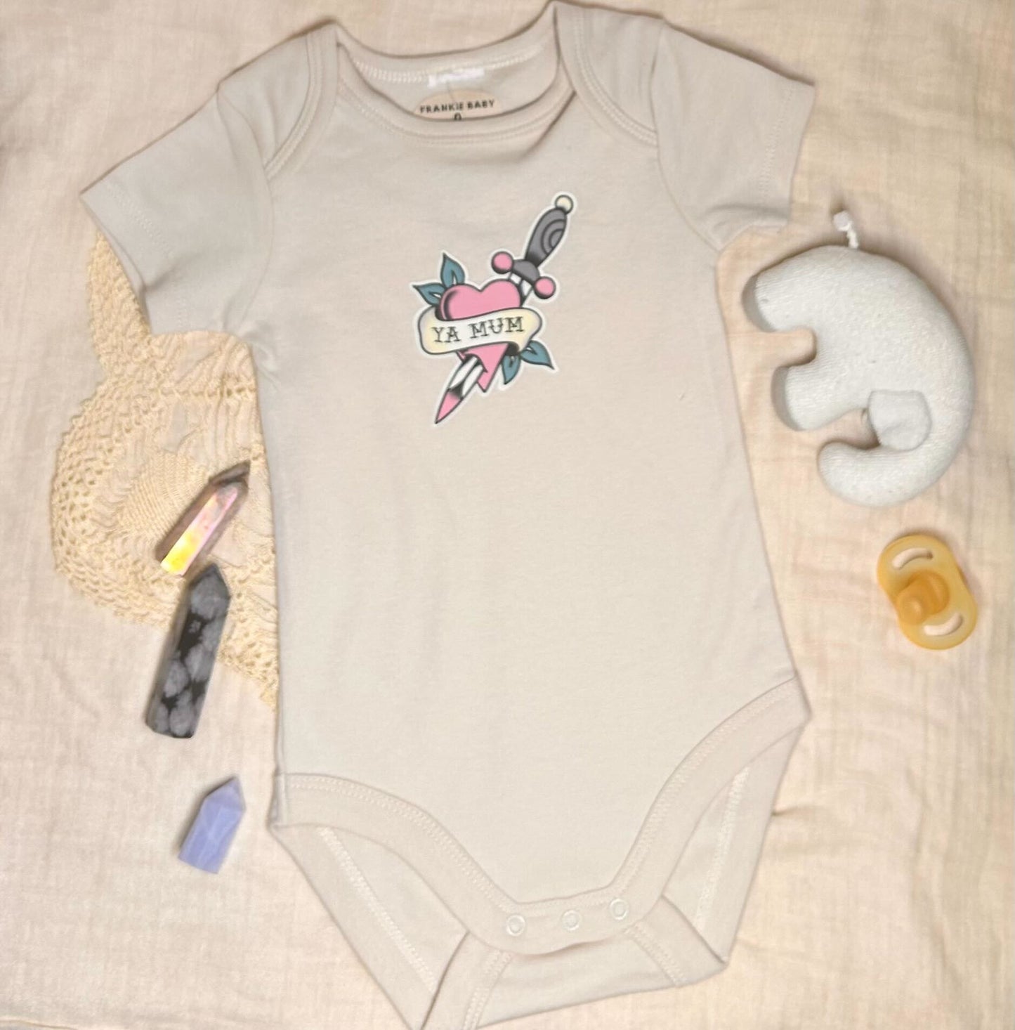 Short Sleeve Onesie -  Ya Mum - Brown