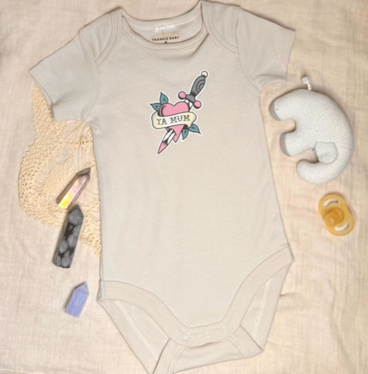 Short Sleeve Onesie -  Ya Mum - Brown