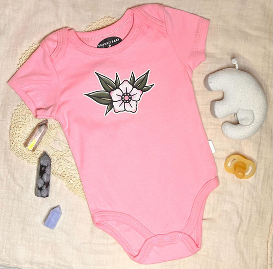 Short Sleeve Onesie - Cherry Blossom - Pink
