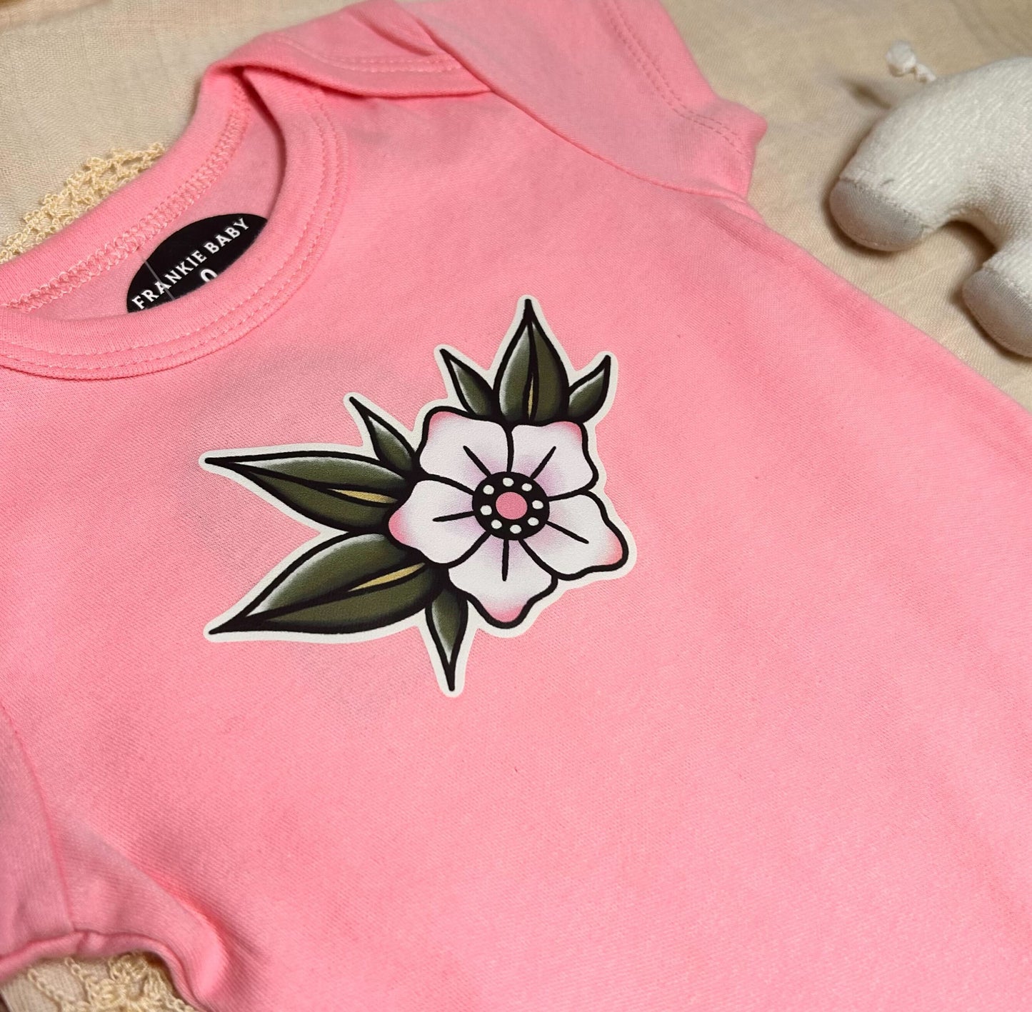 Short Sleeve Onesie - Cherry Blossom - Pink