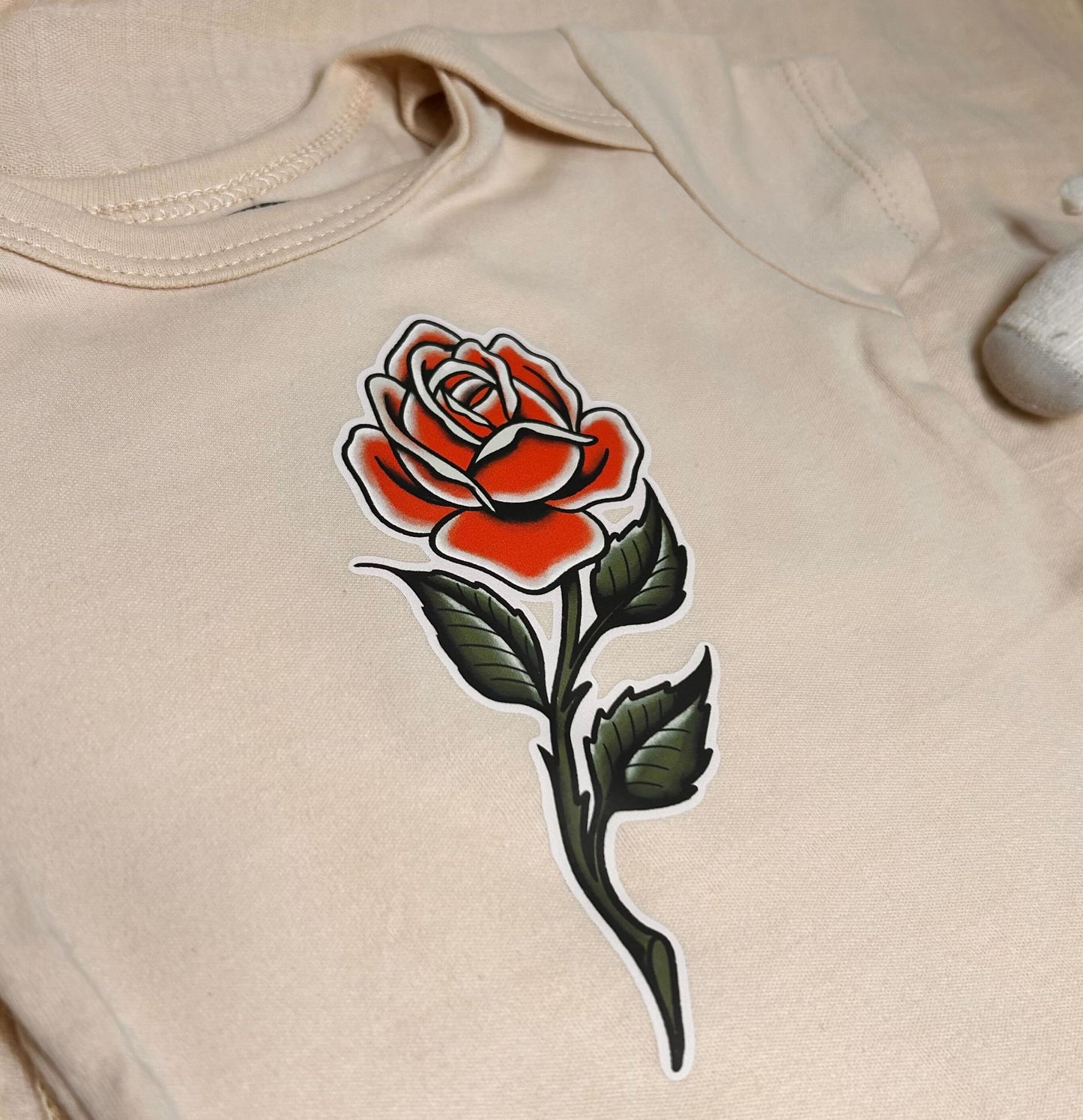 Short Sleeve Onesie -  Rose - Beige