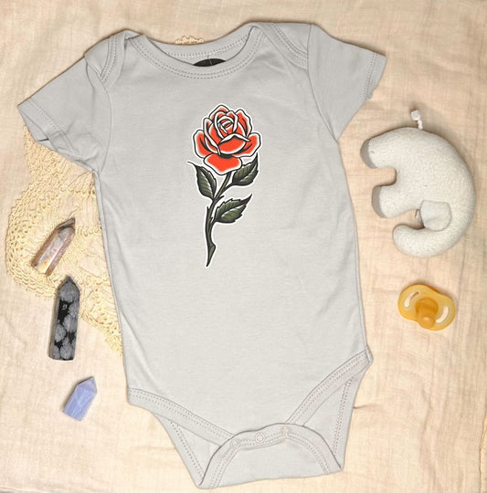 Short Sleeve Onesie - Rose - Grey