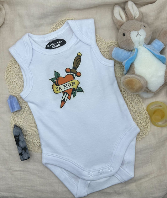 Sleeveless Onesie - White 'Ya Mum'