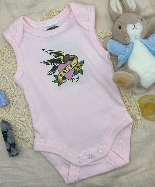 Sleeveless Onesie - Pink 'Ratbag' Swallow